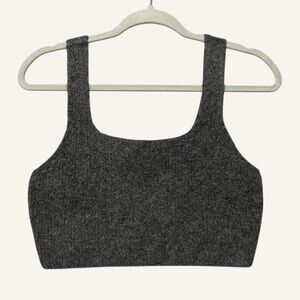 Everlane Cozy Stretch Crop Tank NWT Size Large Charcoal Gray